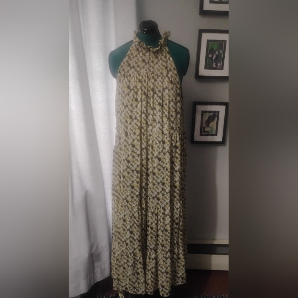 Banana Republic Ruffle Neck Abstract Print Maxi Dress Sz XL NWT - Picture 6 of 11